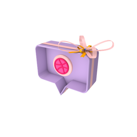 Social giftbox with dribbble  3D Icon