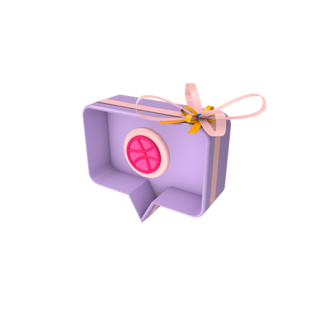 Social giftbox with dribbble 3D Icon