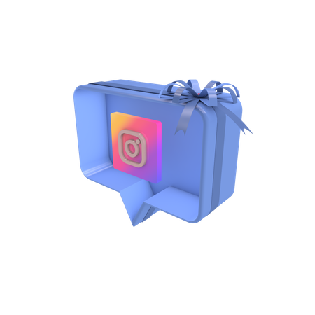 Social giftbox with instagram  3D Icon