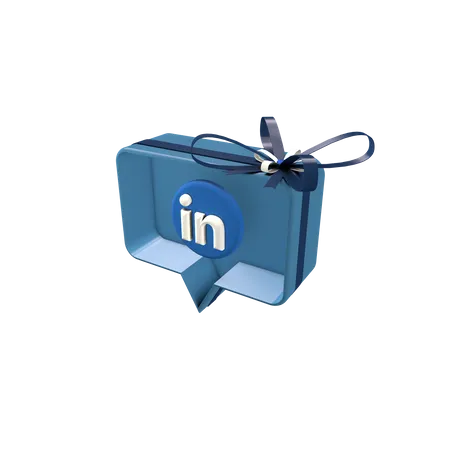 Social giftbox with linkedin  3D Icon