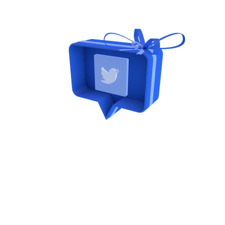 Social giftbox with twitter  3D Icon