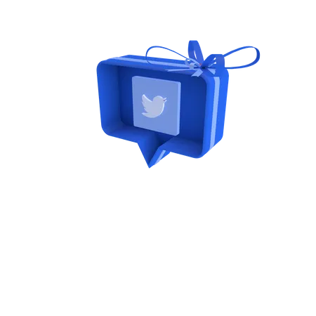 Social giftbox with twitter  3D Icon