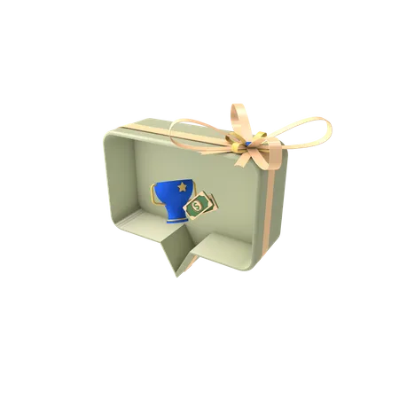 Social giftbox with win dollar  3D Icon