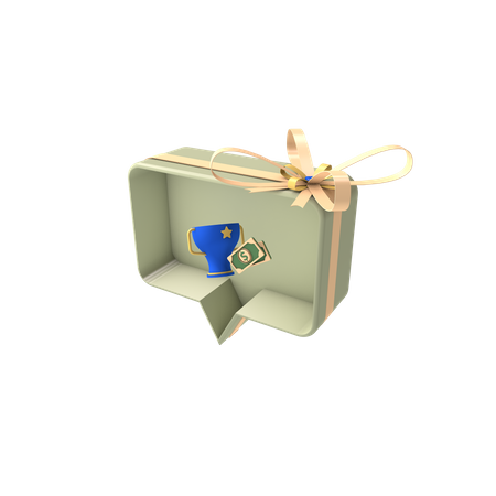 Social giftbox with win dollar  3D Icon