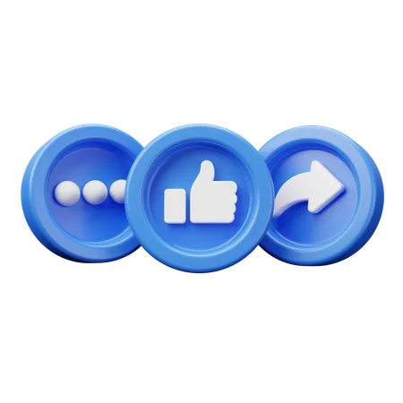 3 D Social Media Like Comment And Share 3D Icon