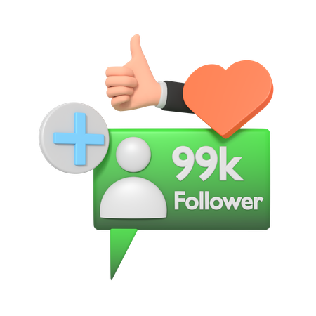 Social Media 99 K Follower  3D Icon