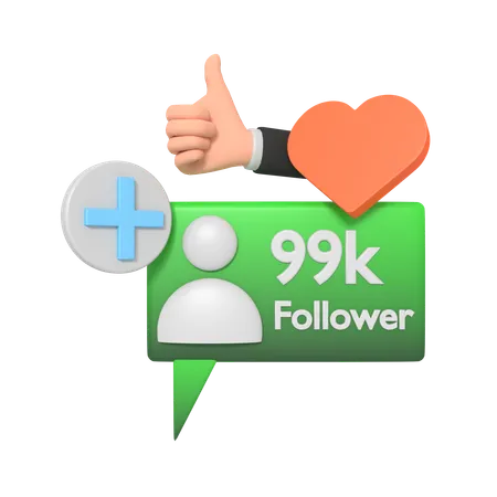 Social Media 99 K Follower  3D Icon