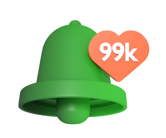 Social Media 99 K Like Notification  3D Icon