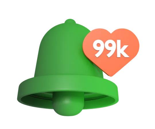 Social Media 99 K Like Notification  3D Icon