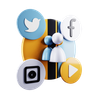 social media account 3d logos