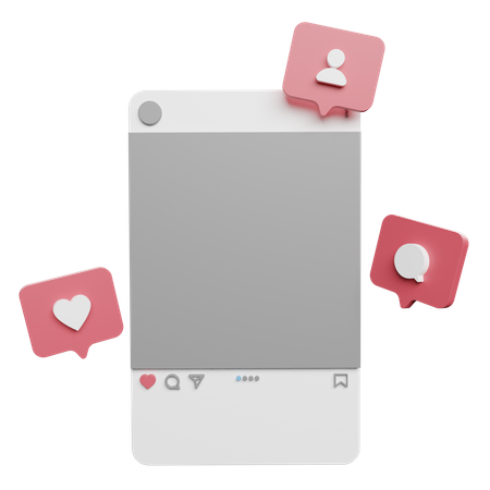 Social Media app Interface  3D Icon