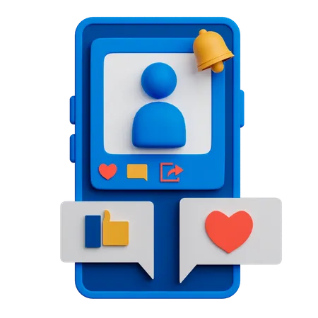 Social Media Application On Smartphone 3D Icon