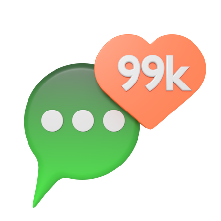 Social Media Bubble With 99 K Like  3D Icon