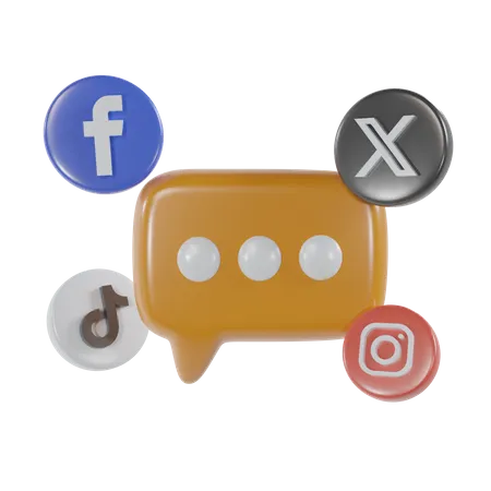 Social Media Chat Communication 3 D Icon Render 3D Icon