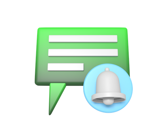 Social Media Chatting Notification Bell  3D Icon