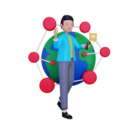 Social media connection  3D Illustration