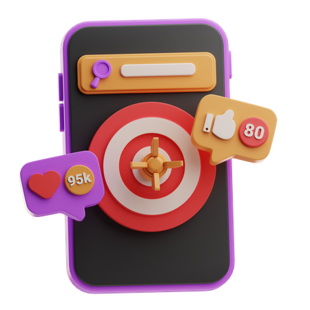 Social Media Engagement Target  3D Icon