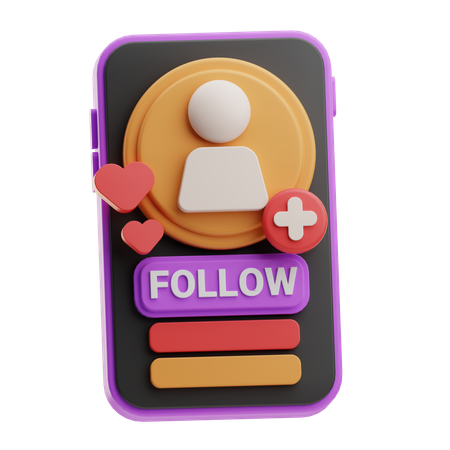 Social Media Follow  3D Icon