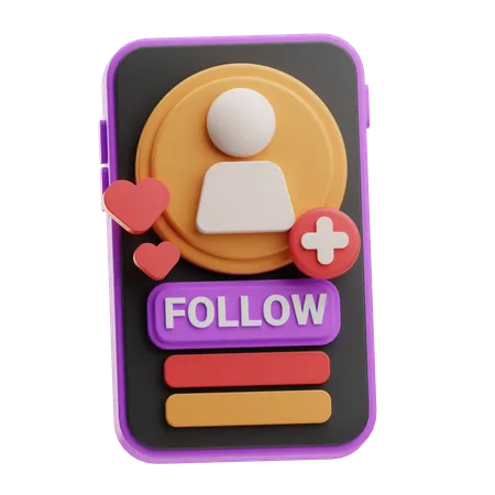 Social Media Follow  3D Icon