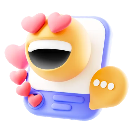 Online Social Media Comment Emoji Message Chat With Social Media 3 D Rendering 3D Icon