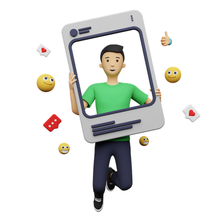 Social media Influencer influencing public  3D Illustration