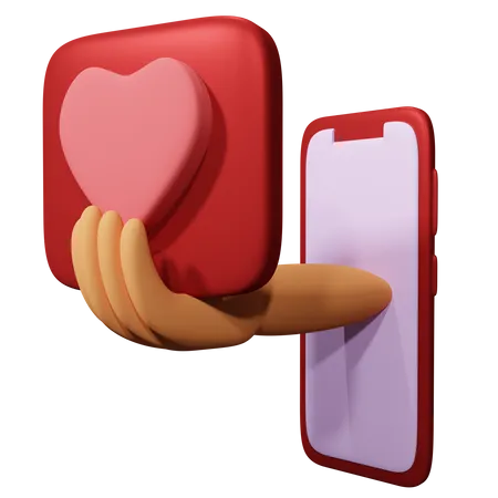 Hand Holding Social Media Like Icon On Device Download This Item Now 3D Icon