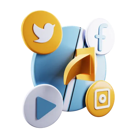 Social Media Logo 3D Icon