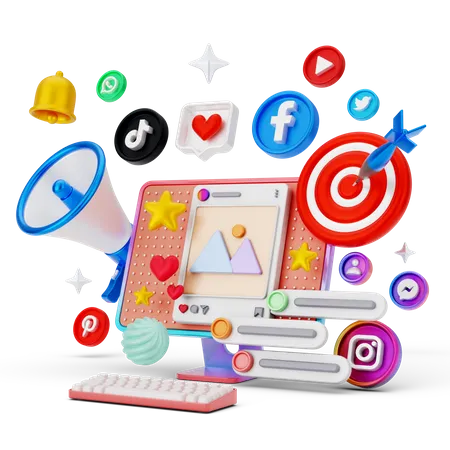 Social Media Marketing  3D Illustration