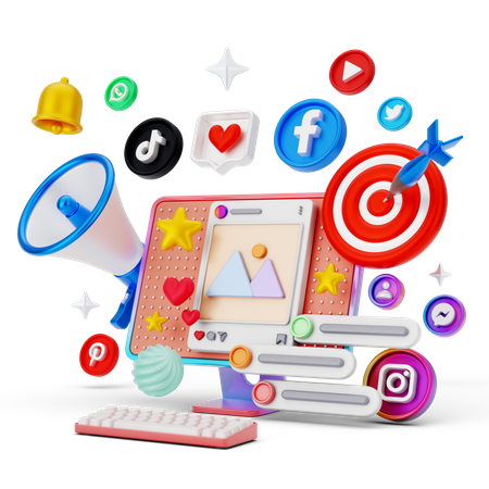 Social Media Marketing 3D Illustration