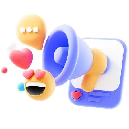 Post On Social Media And Megaphone 3D Icon