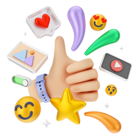 Social media marketing feedback  3D Illustration