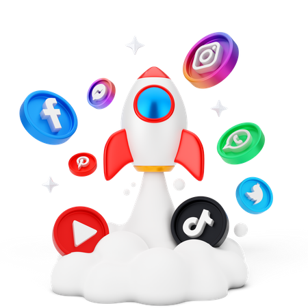 Social media marketing landing  3D Illustration