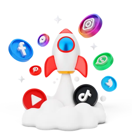 Social media marketing landing  3D Illustration