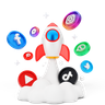 social media marketing 3d logos