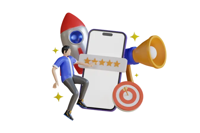 Social Media Marketing Review  3D Illustration