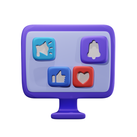 Social Media Monitor  3D Icon