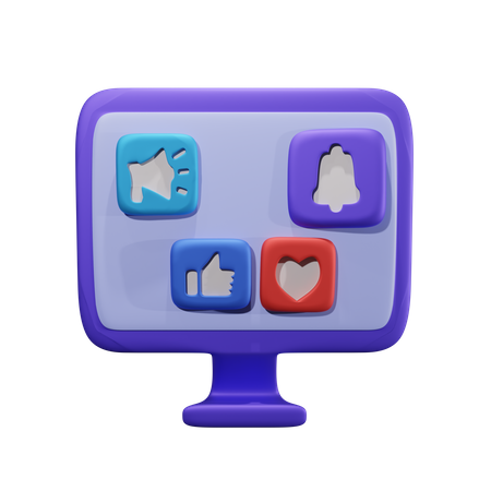 Social Media Monitor  3D Icon