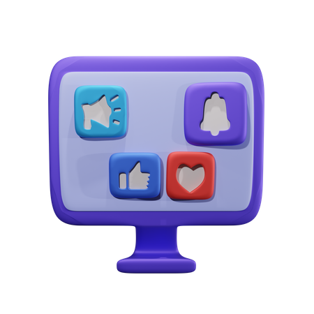 Social Media Monitor 3D Icon
