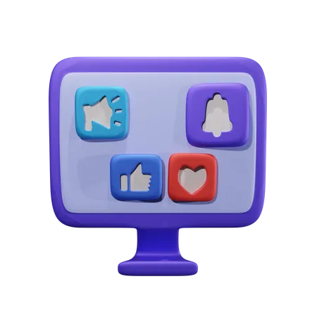 Social Media Monitor 3D Icon