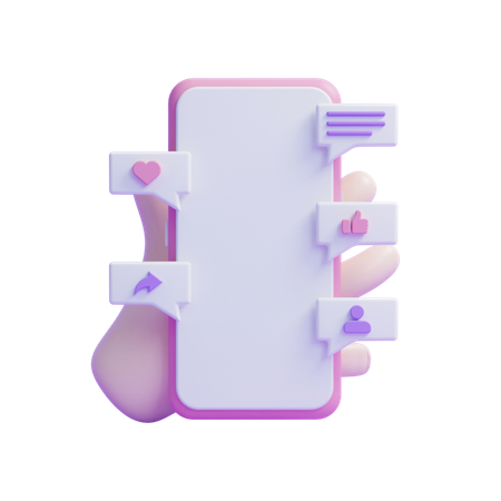 Social Media Phone  3D Icon