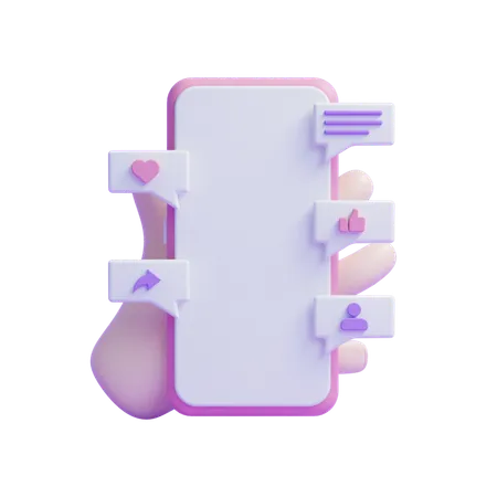 Social Media Phone  3D Icon