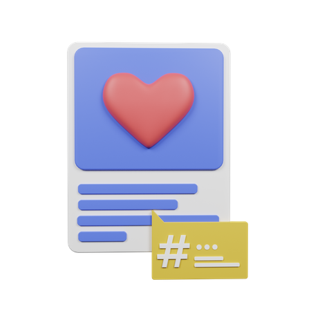 Social Media Post Hashtag  3D Illustration