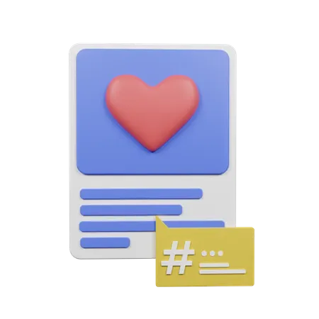 Social Media Post Hashtag  3D Illustration