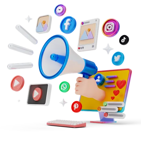 Social Media Promotion  3D Illustration