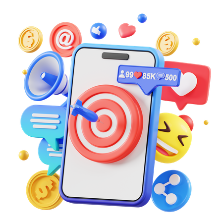 Social Media Target  3D Icon