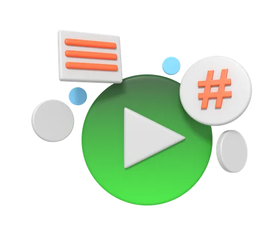 Social Media Video Desicription Hashtag  3D Icon