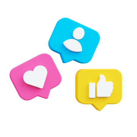 Social React Notification  3D Icon