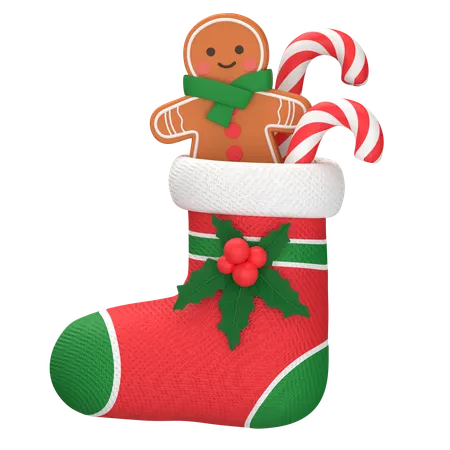 Socks Gingerman And Candy  3D Icon