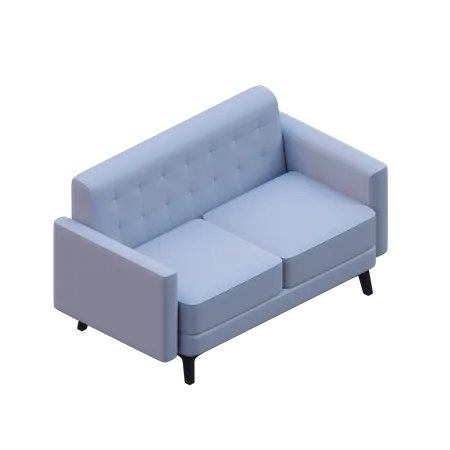 3 D Design Element Of Two Seater Armchair Sofa 3D Icon