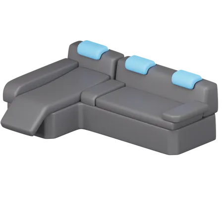 Black Sofa For Play Game 3D Icon